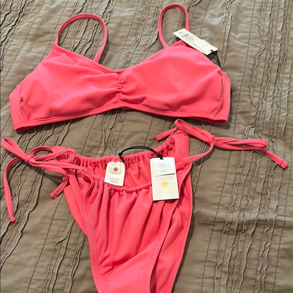 Shade & Shore Coral Bikini Set size Large (12-14). NWT
